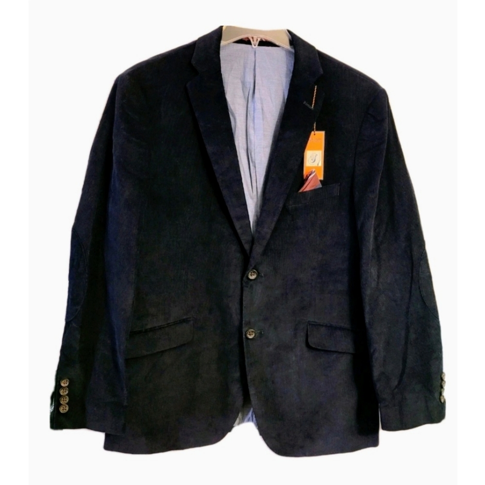 Sergio Martini Corduroy Blazer Men’s Size M Blue Sport Suit Coat Elbow Patches
